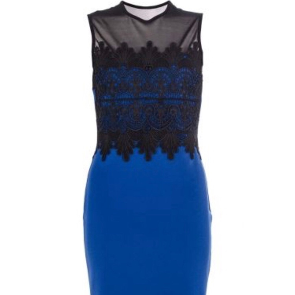 Blue and black midi dress
